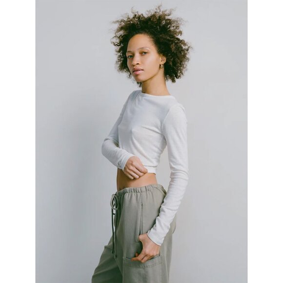 OZMA White Long Sleeve Crop Top - Picture 5 of 10